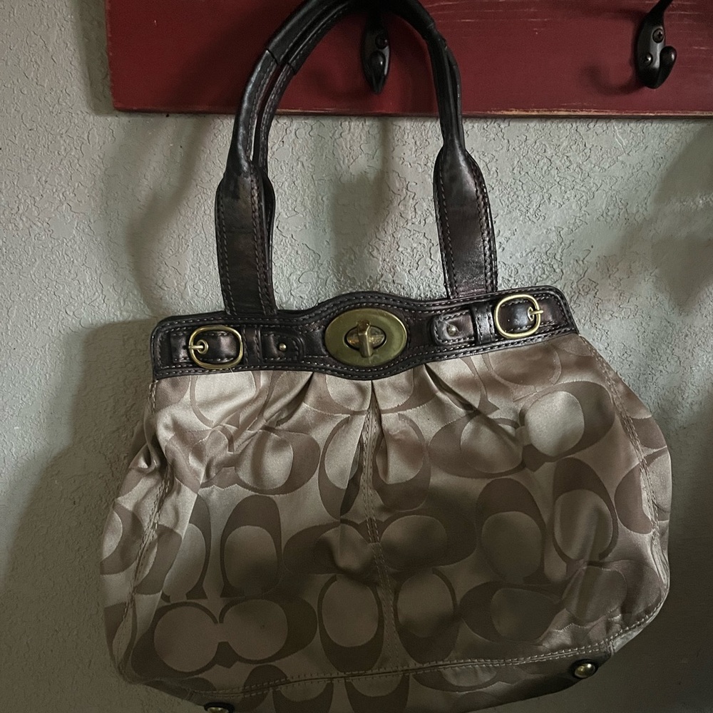 Tan/Brown Coach Purse Vtg Like | Gold